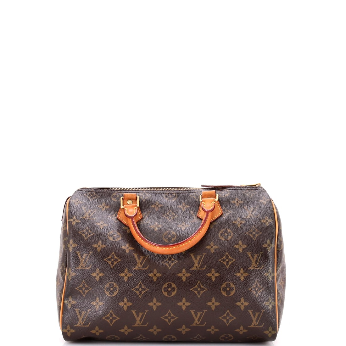 Louis Vuitton Speedy Handbag Monogram Canvas: A Louis Vuitton Speedy Handbag in Monogram Canvas - the double zip, the leather tab pulls and the barrel body. It is the Louis Vuitton bag most likely to be carried daily rather than kept for occasion