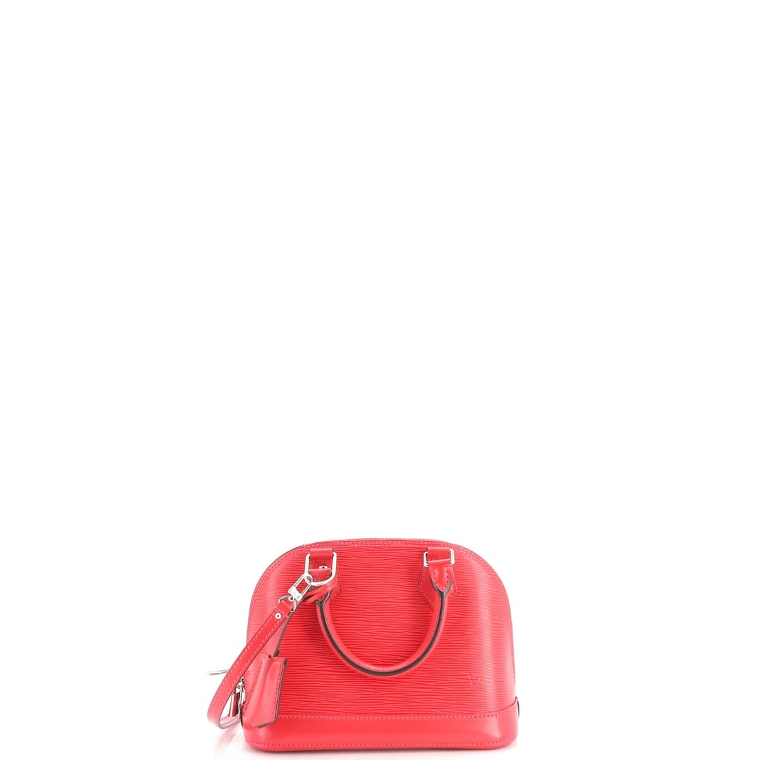 Louis Vuitton Alma Handbag Epi Leather: The Alma Handbag in Epi Leather, the arched top handles and boxy base that give the Alma its stance. Alma demand is steady rather than seasonal, and the shape has outlasted several revivals. 9" wide, 