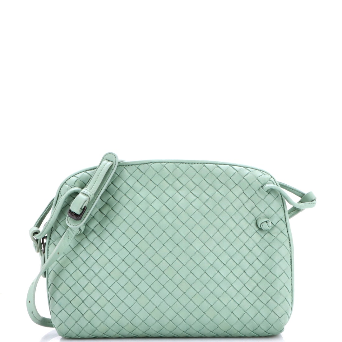 Bottega Veneta Nodini Crossbody Bag Intrecciato Nappa: Bottega Veneta's Nodini Crossbody Bag, here in Intrecciato Nappa, a compact Intrecciato body on a long thin strap. The Nodini is the smallest useful Bottega crossbody and it has become a first purchas