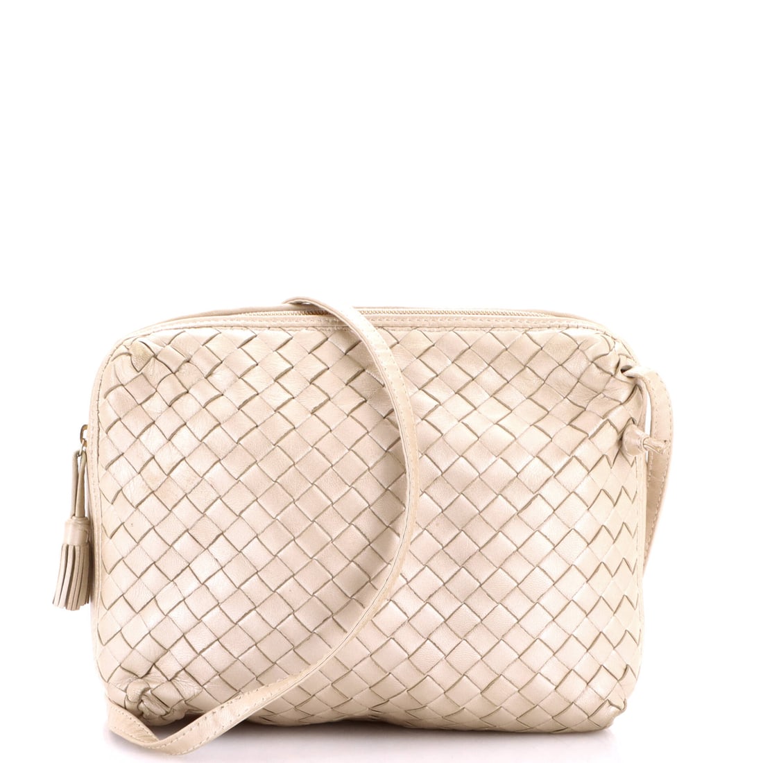 Bottega Veneta Nodini Crossbody Bag Intrecciato Nappa: An Intrecciato Nappa Nodini Crossbody Bag from Bottega Veneta, a compact Intrecciato body on a long thin strap. The Nodini is the smallest useful Bottega crossbody and it has become a first purchase f