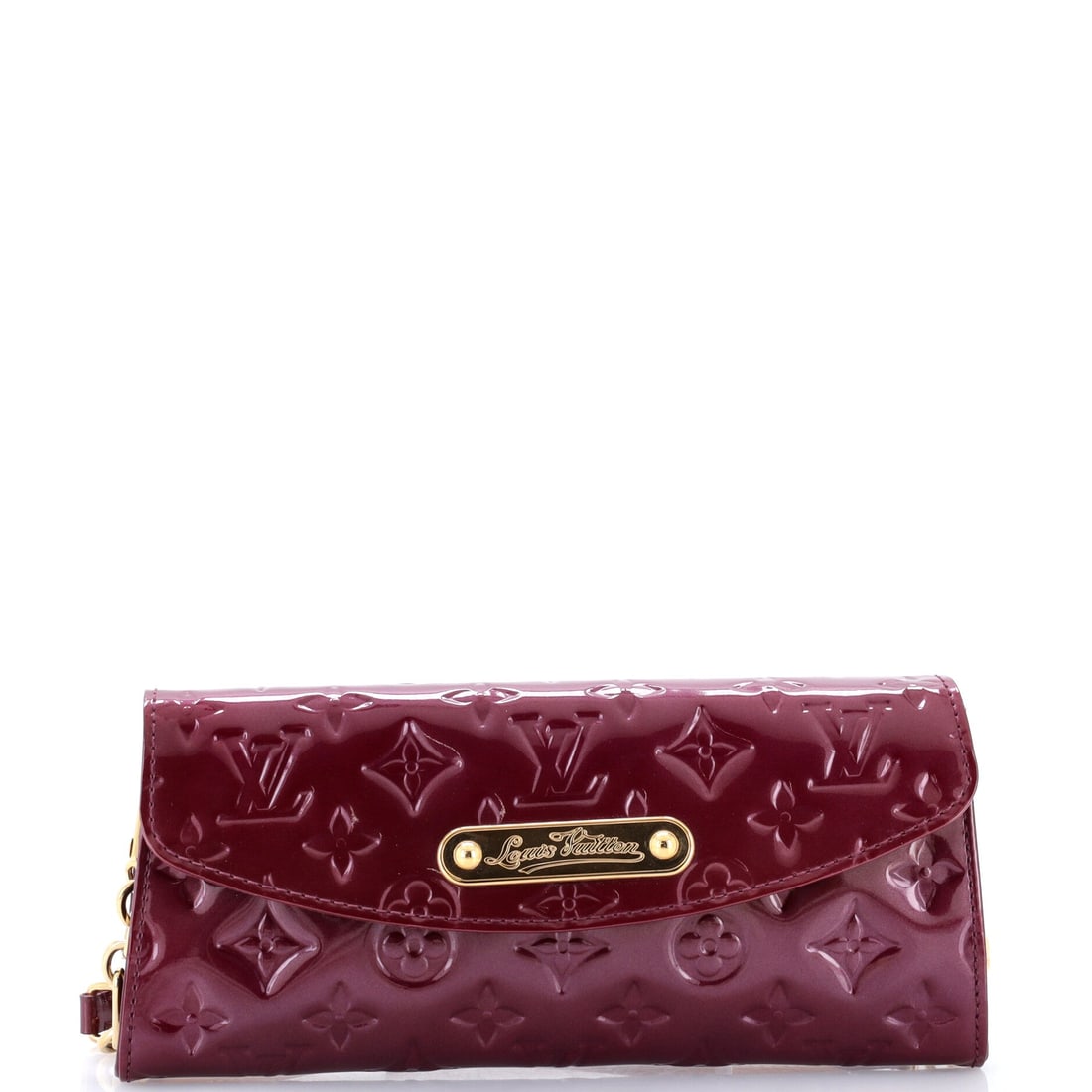 Louis Vuitton Sunset Boulevard Handbag Monogram Vernis: The Monogram Vernis Sunset Boulevard Handbag, Louis Vuitton, a flat clutch body with a chain strap and a leather strap. Flat profile, chain option, evening scale - it does more than its size suggests.