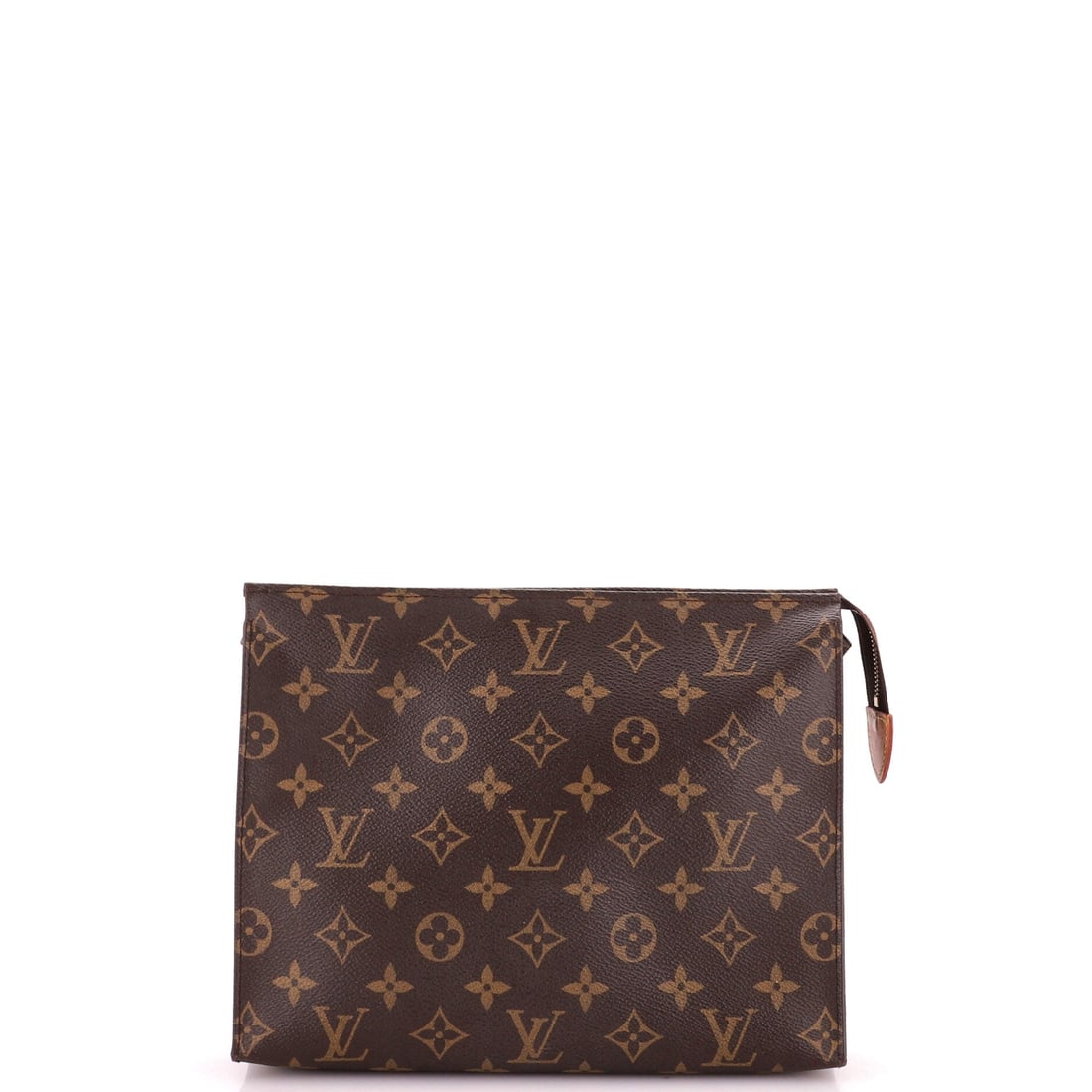 Louis Vuitton Toiletry Pouch Monogram Canvas: A Louis Vuitton Toiletry Pouch in Monogram Canvas - the rectangular zip pouch that doubles as a clutch. Wide zip opening and a lined interior make it genuinely usable rather than decorative. It