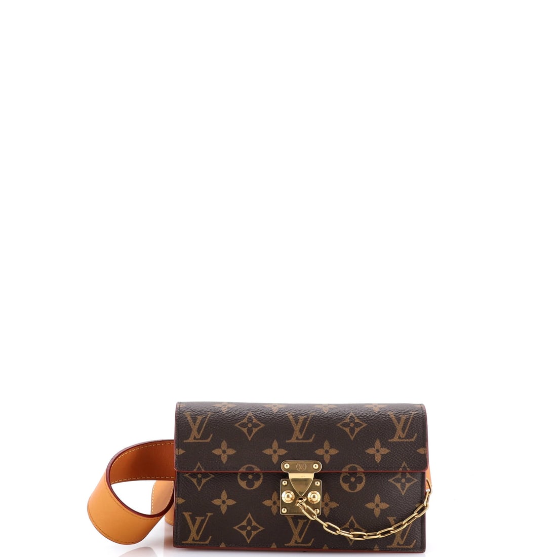 Louis Vuitton S Lock Belt Pouch Monogram Canvas: Louis Vuitton S Lock Belt Pouch, Monogram Canvas, a compact waist body with an adjustable strap. On Monogram canvas the vachetta trim is where age shows, and it is the first place a careful bidder