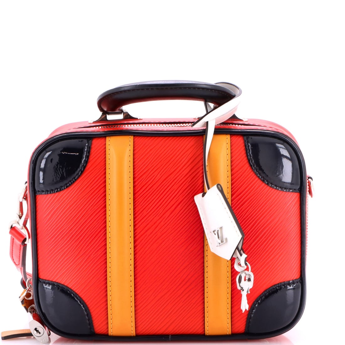 Louis Vuitton Valisette Handbag Epi Leather: Valisette Handbag from Louis Vuitton, Epi Leather, a structured shape with clean lines. Corners and base are where a bag shows its history, and they are worth a close look. Proportions are 8" W,