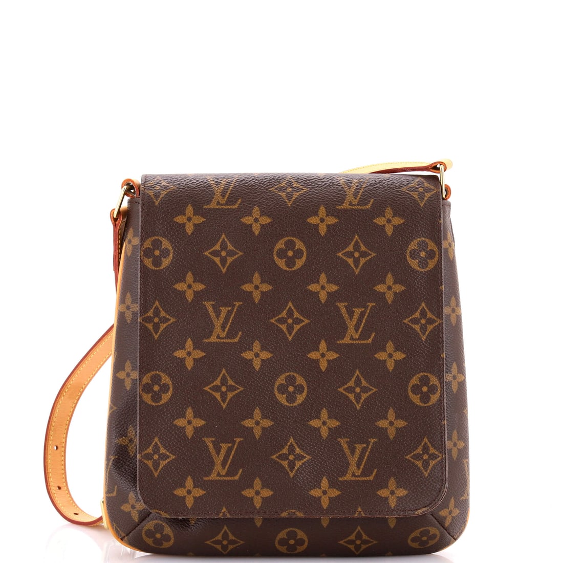 Louis Vuitton Musette Salsa Handbag Monogram Canvas: Musette Salsa Handbag in Monogram Canvas, a compact flap shoulder bag with a buckle closure, from Louis Vuitton. The Musette Salsa is a 1990s shoulder shape that has aged into the current small-bag ap