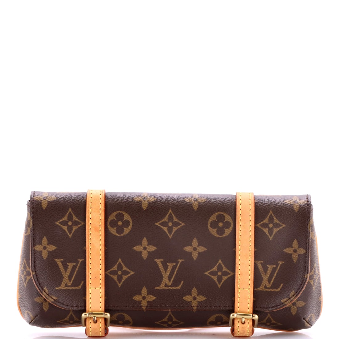 Louis Vuitton Marelle Waist Bag Monogram Canvas: A Monogram Canvas Marelle Waist Bag from Louis Vuitton, a convertible waist and shoulder body with a zip top. Small, structured, and easy to wear three ways. It runs 9.5" wide by 5" high, with 1" of d