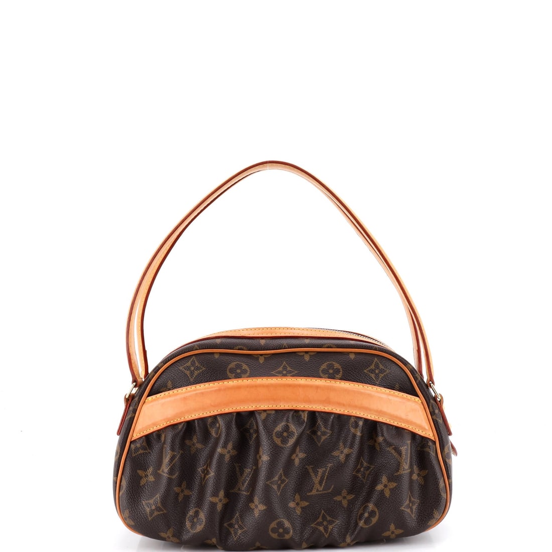 Louis Vuitton Klara Handbag Monogram Canvas: Louis Vuitton Klara Handbag: Monogram Canvas, a compact body with a secure closure and simple hardware. Proportions are 11.5" W, 6.5" H and 6" D. It is offered Grade C - Very Good. Maison de Beaubigon