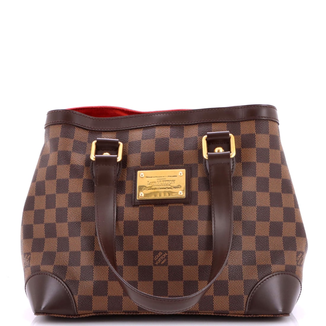 Louis Vuitton Hampstead Handbag Damier: Hampstead Handbag - Damier, from Louis Vuitton - an upright tote with a flat base and slim straps. It stands upright on a floor, which is a small thing until you need it. Overall dimensions are 12" x 