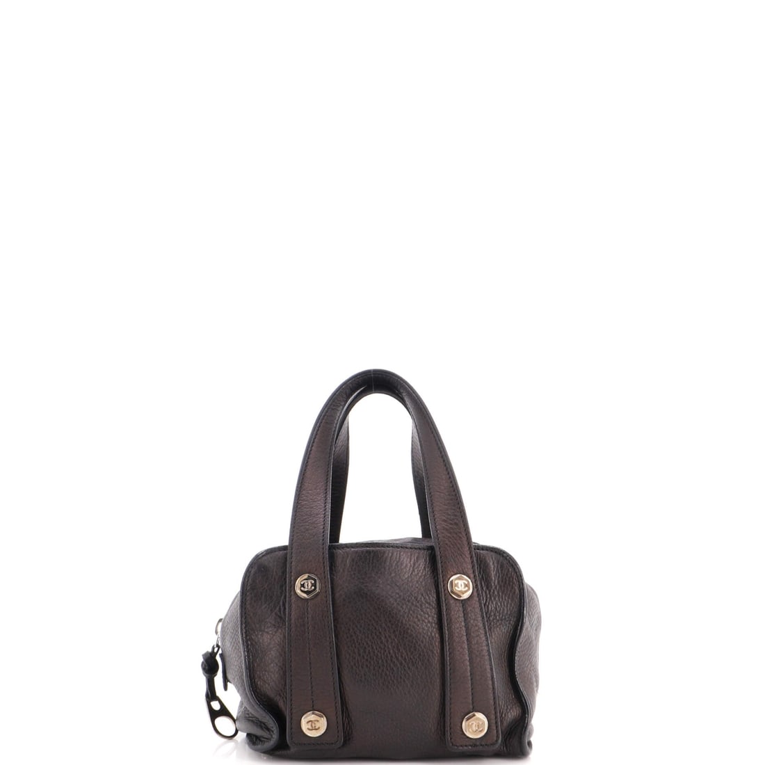 Chanel Bolt Bowler Bag Leather: Anyone watching the Bolt Bowler Bag will recognize this: Leather, a well-proportioned body with restrained detailing. Restrained hardware keeps the focus on the material and the shape. 8" wide, 6.5" h