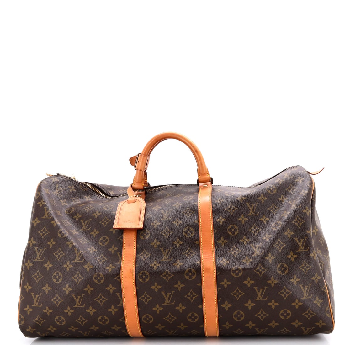 Louis Vuitton Keepall Bag Monogram Canvas: The Keepall Bag by Louis Vuitton, Monogram Canvas, a collapsible travel body with leather trim and a zip running the length of the top. Nothing else in the line packs a weekend as easily, which is why