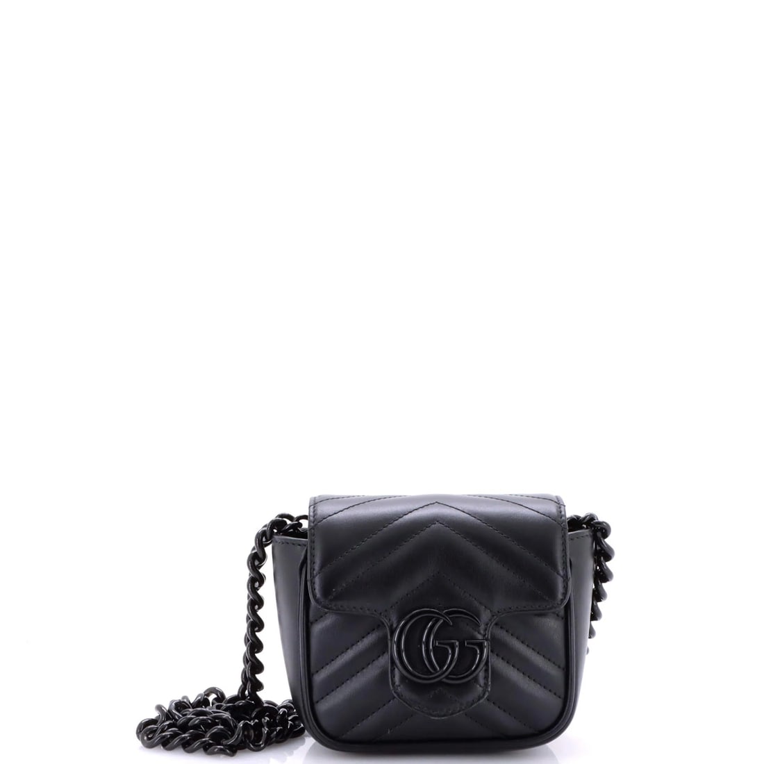 Gucci GG Marmont Flap Belt Bag Matelasse Leather Mini: Square rather than rectangular, this Mini GG Marmont Belt Bag measures 5 by 5 by 2.5 inches, giving it a more compact, rounder presence on the waist than the wider versions. Matelasse leather - padded