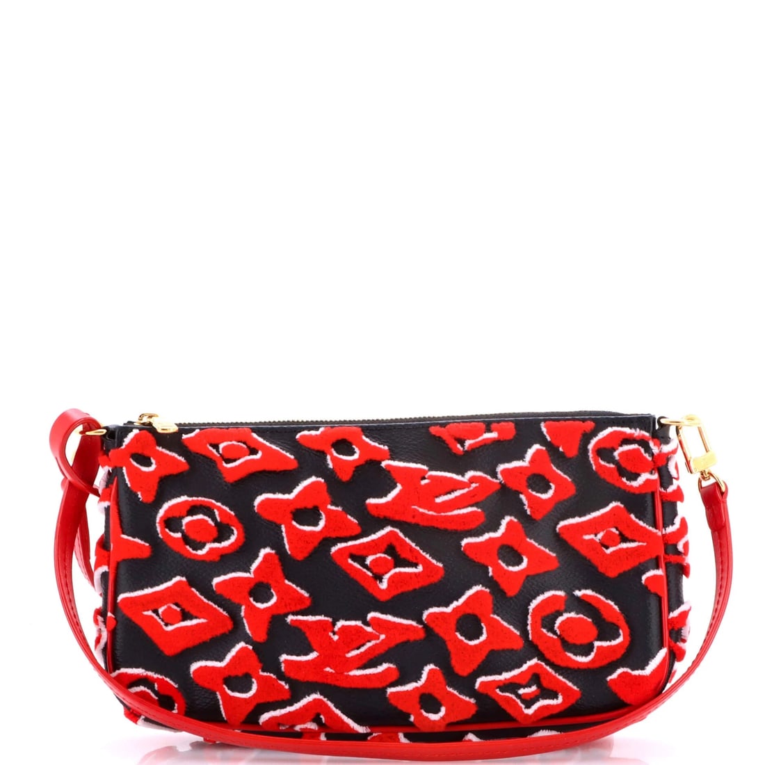 Louis Vuitton Pochette Accessoires NM Limited Edition Urs Fischer Tufted Monogram Canvas: An artist collaboration on the most-collected small shape in the Vuitton catalogue: the Pochette Accessoires NM in Urs Fischer's tufted Monogram treatment, where the canvas is worked with a raised, al