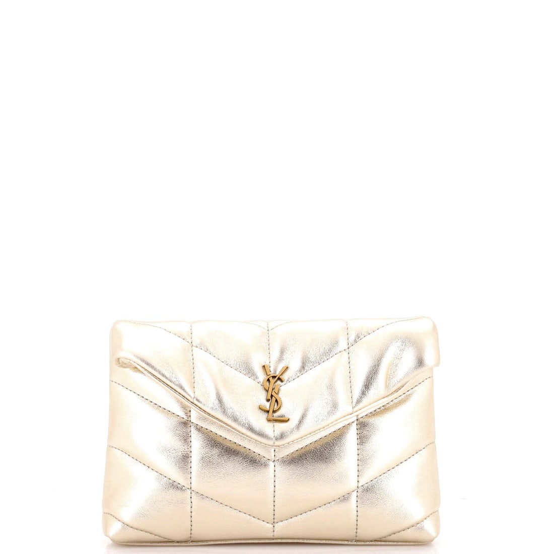 Saint Laurent LouLou Puffer Clutch Leather Small: The LouLou Puffer takes quilting past decoration and into construction, with padding thick enough that the bag has volume without an internal frame. This Small clutch measures 7.5 by 4.5 by 2 inches,