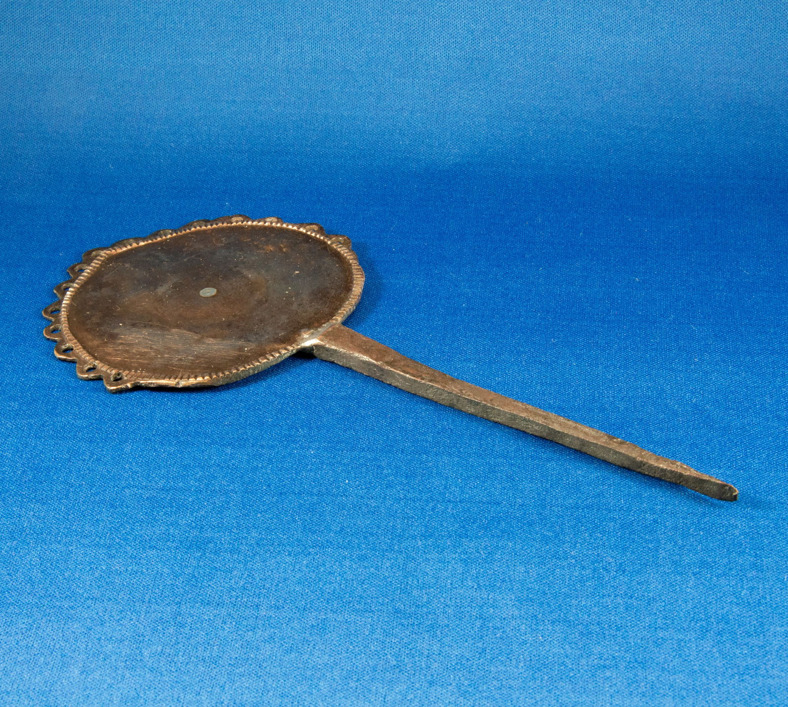 PIN: LURISTAN (1000-500 BC): A substantial Luristan bronze ceremonial pin, originally surmounted by a now-missing central finial-likely a stylized human or animal head, or a decorative knob common to ritual pins of the Early Iron