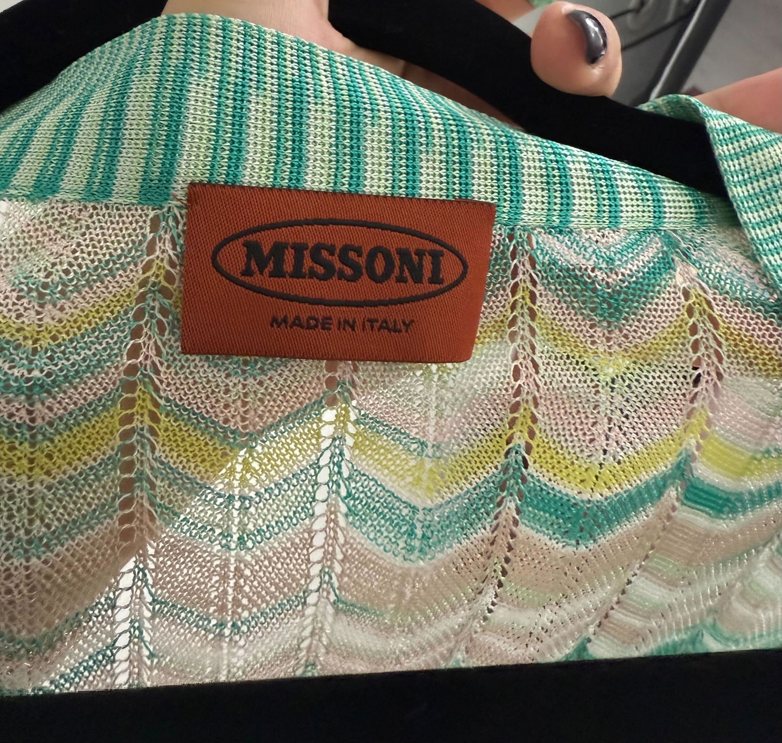 Missoni Green and Blue Chevron Cardigan: size 40