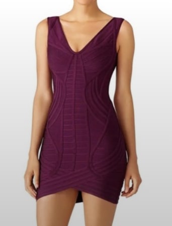 Herve Leger Naeva Bordeaux Bandage Dress: size L