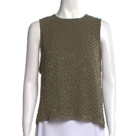 Alice + Olivia beaded silk tank top in olive green: In good conditionSize 0