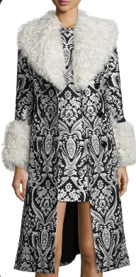 Alice + Olivia Winona Damask Fur Trim Trenchcoat (1 of 4)