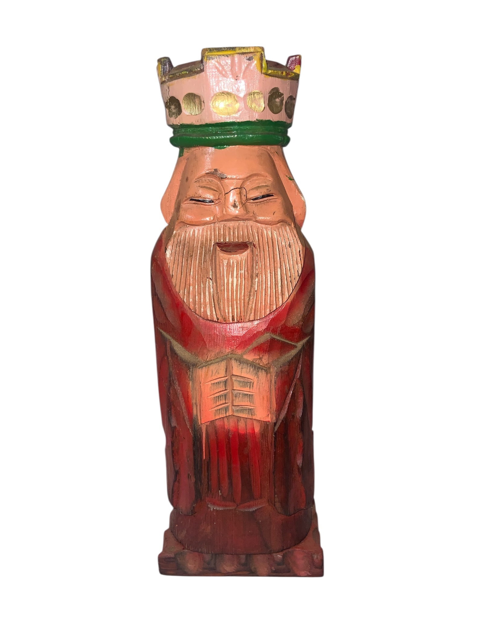 Carved Wood Bottle Safe: Hand-carved item. Front opens to reveal a bottle-shaped cavity. For hiding your favorite bottle. 5”x5”x15”. 3lbs