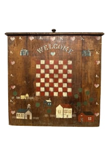 Antique Bread Board Pull-out Folk Art Painted