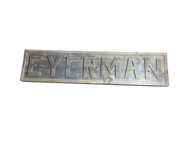 Vintage Wooden Sign ‘EYERMAN’