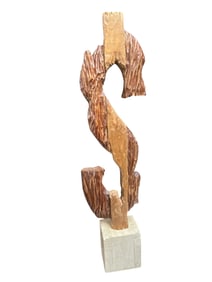 Untitled 32 1/2”  Hand-Carved Wooden Dollar Sign
