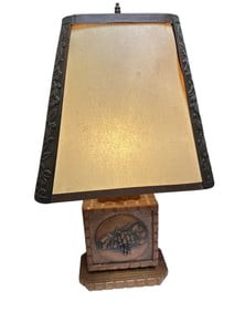 Vintage Albert Gilles Copper and Wood TABLE LAMP