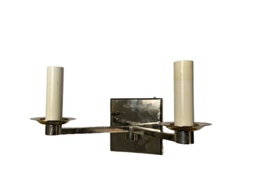 MCM Two-candle Electric Light Chrome Wall Sconce Ralph Lauren