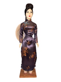 Vintage Plastic Asian Doll Purple Dress and Pants