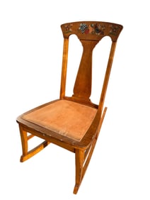 Vintage Folk Art Decorated Nursing Rocker with Wood Seat
