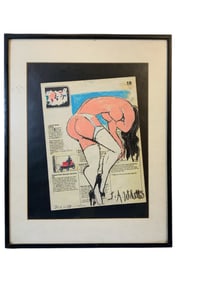 Signed L. A, Willette Framed Under Glass Artwork