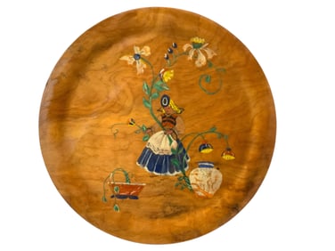 Vintage Handpainted Folk Art Wooden Plate