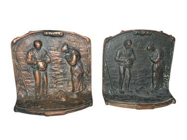 Classic Farmer and Wife Praying Bookends