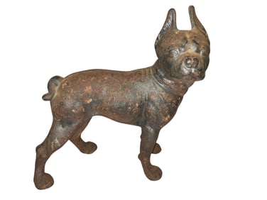 Vintage Large Cast Iron Boston Terrier Dog Doorstop