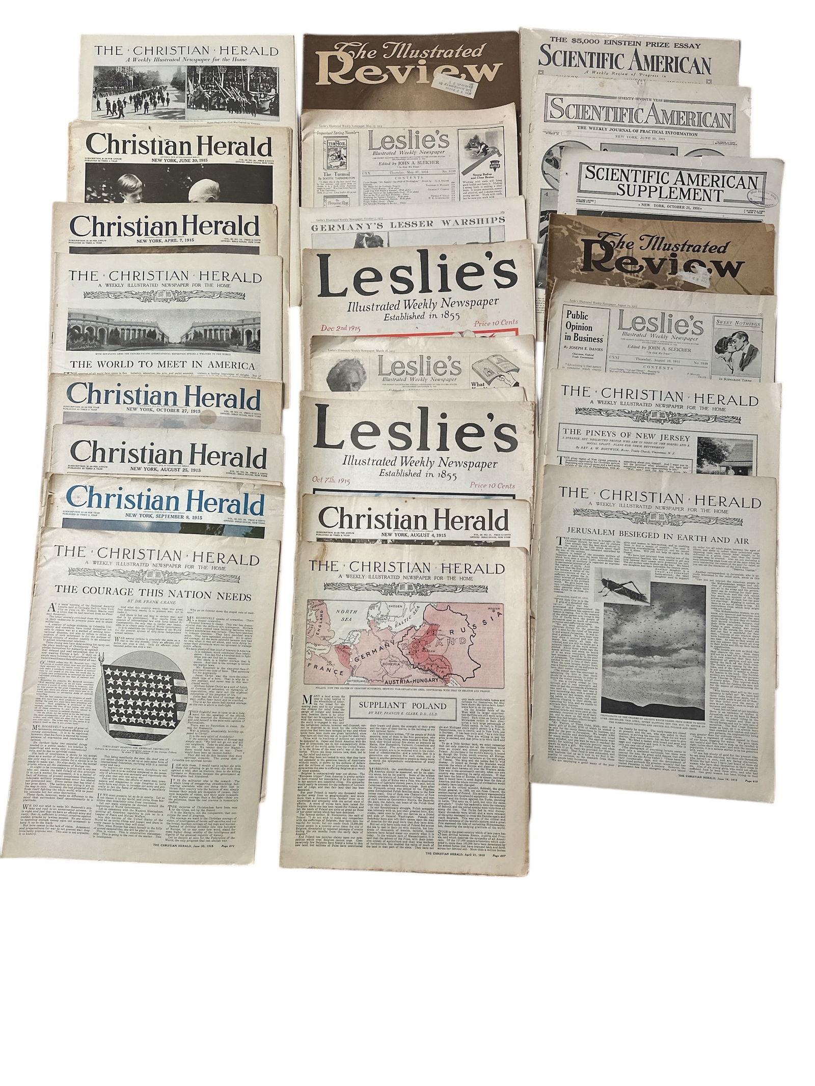 Early 20th Century Ephemera Scientific American Christian Herald Leslie’s The Illustrated Review (1 of 6)