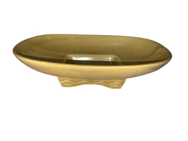 2 McCoy 1301 Floral Arrangement Trays / Bowls Honey Mustard Yellow