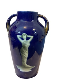 Vintage Cobalt Blue Porcelain Fedora Vase