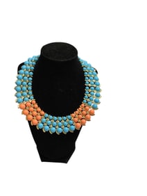 Vintage Faux Turquoise and Bead Bib Necklace