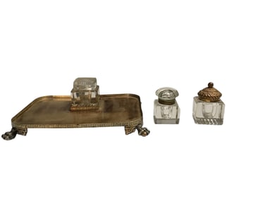 Collection of 3 Vintage Inkwells