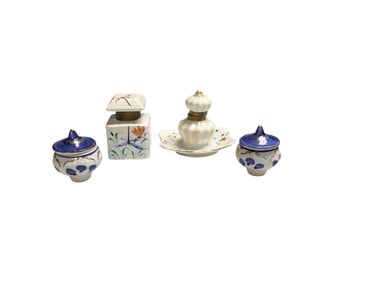 Collection of 4 porcelain inkwells