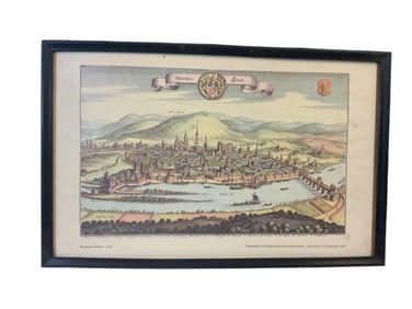 Matthaeus Merian  Trier, Germany Hand colored Engraving