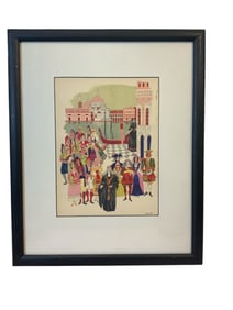 Lucille Corcos “The Gondoliers” Framed Matted Art Print