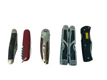 Five Assorted Folding Pocket Knives