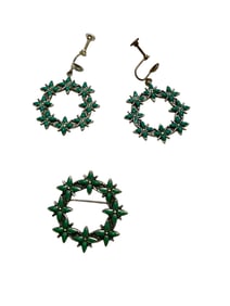 Sterling Floral Wreath Brooch and Matching Earrings