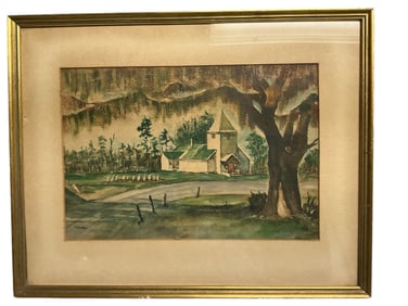 C. F. Eaton Watercolor on Paper Framed Matted