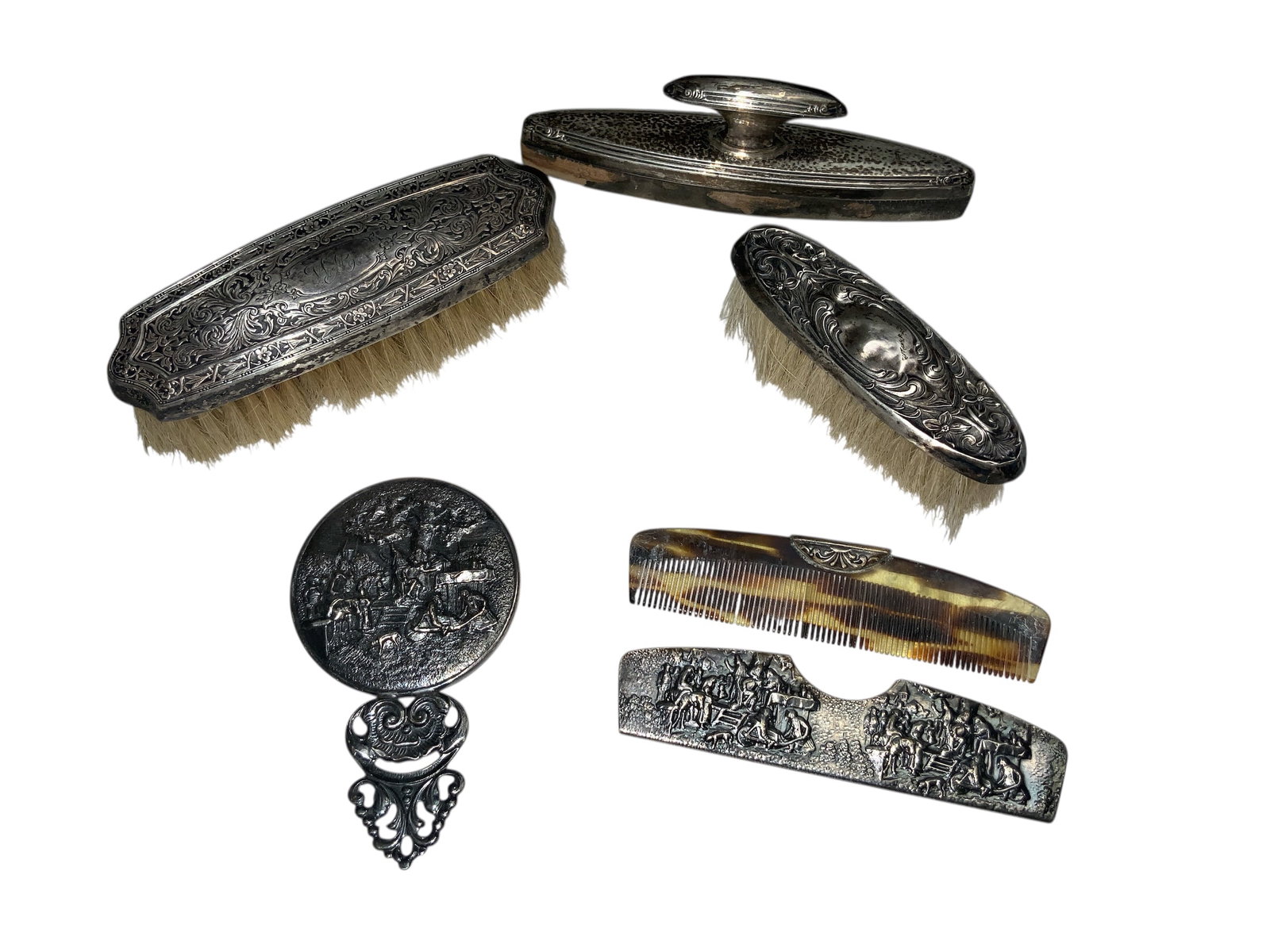 Vintage Vanity/Dressing Table Ensemble incl 1 Sterling item (1 of 3)
