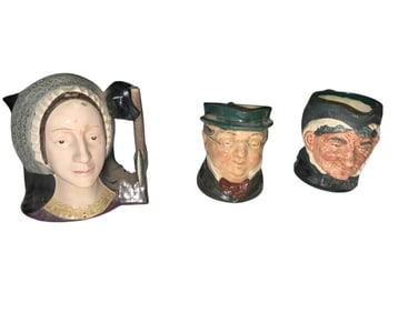 3 Vintage Ceramic Toby Mugs