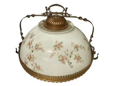 Antique Hanging Light Globe and Metal Frame