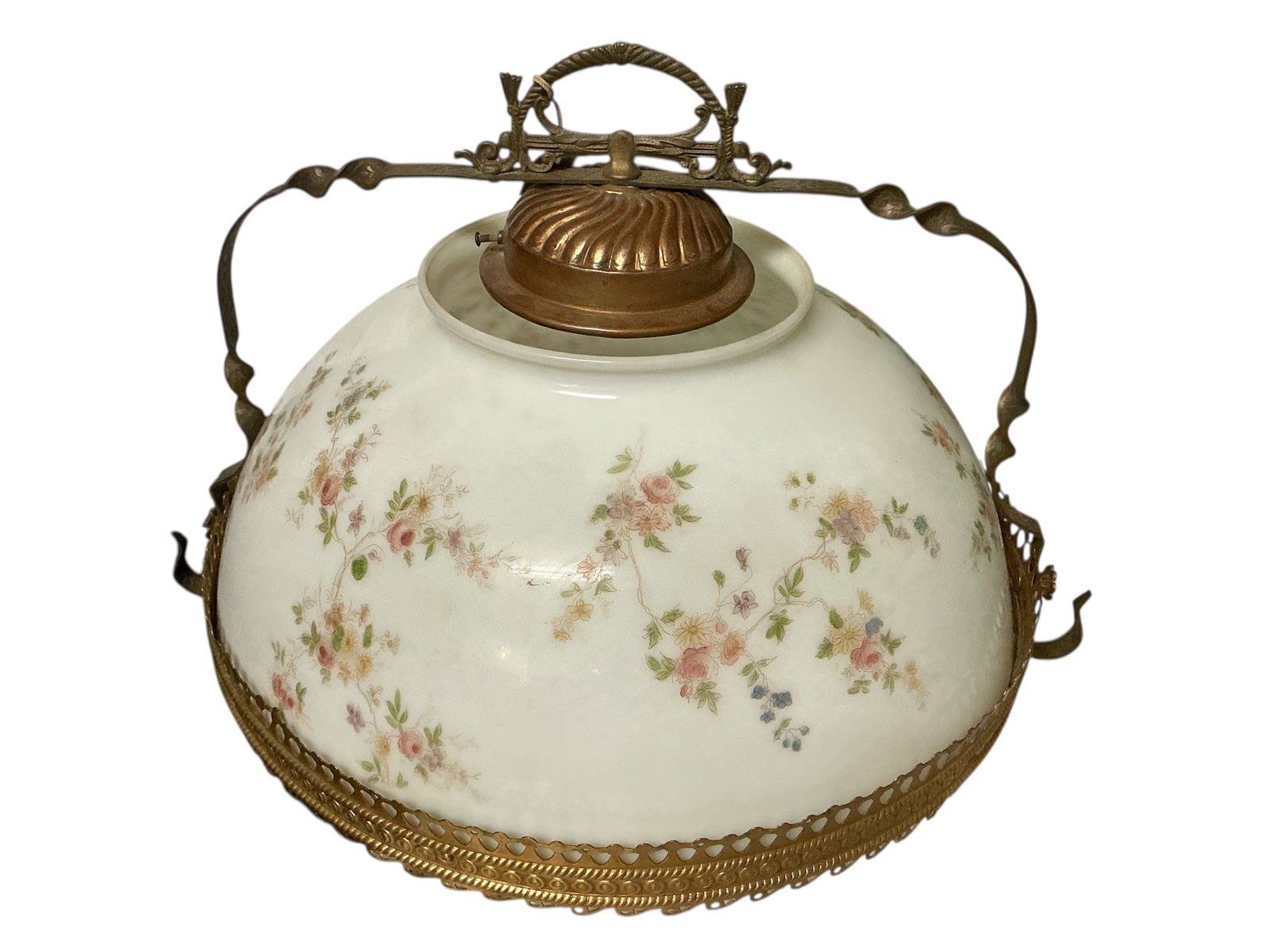 Antique Hanging Light Globe and Metal Frame (1 of 5)