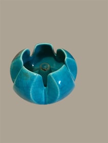 Vintage Mid-Century Turquoise Flower Ash Tray by Hood Wink